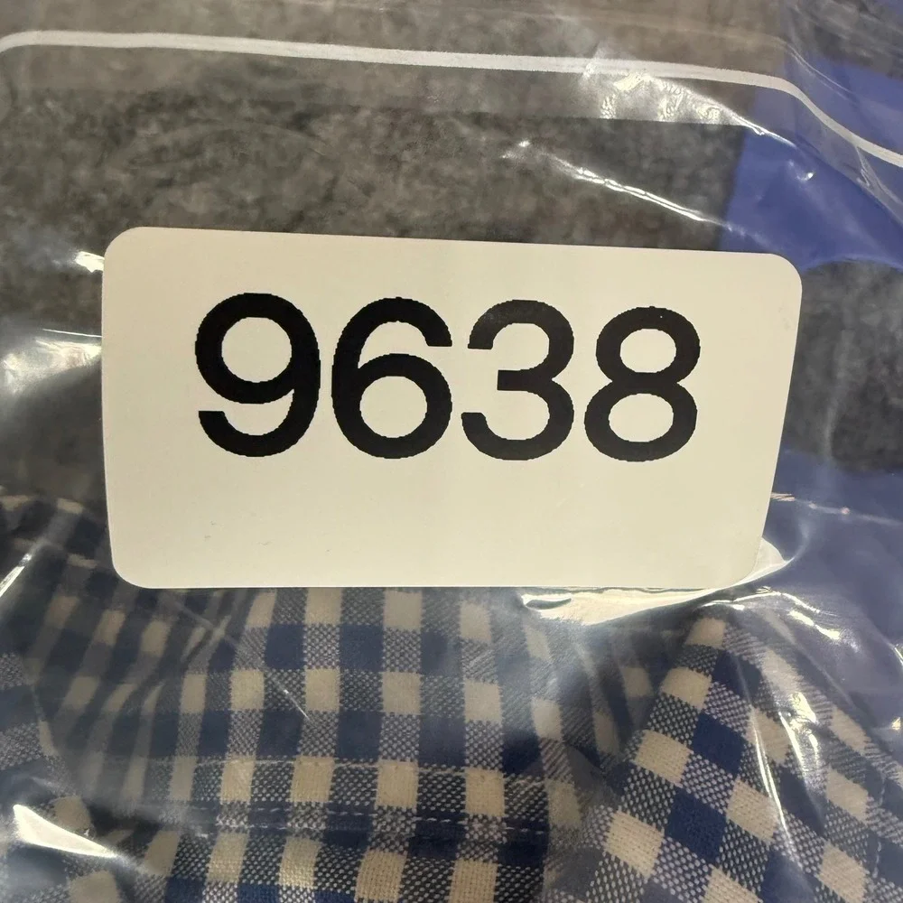 Banana Republic Grant Fit Gingham Stretch Oxford Shirt Blue White Mens Medium